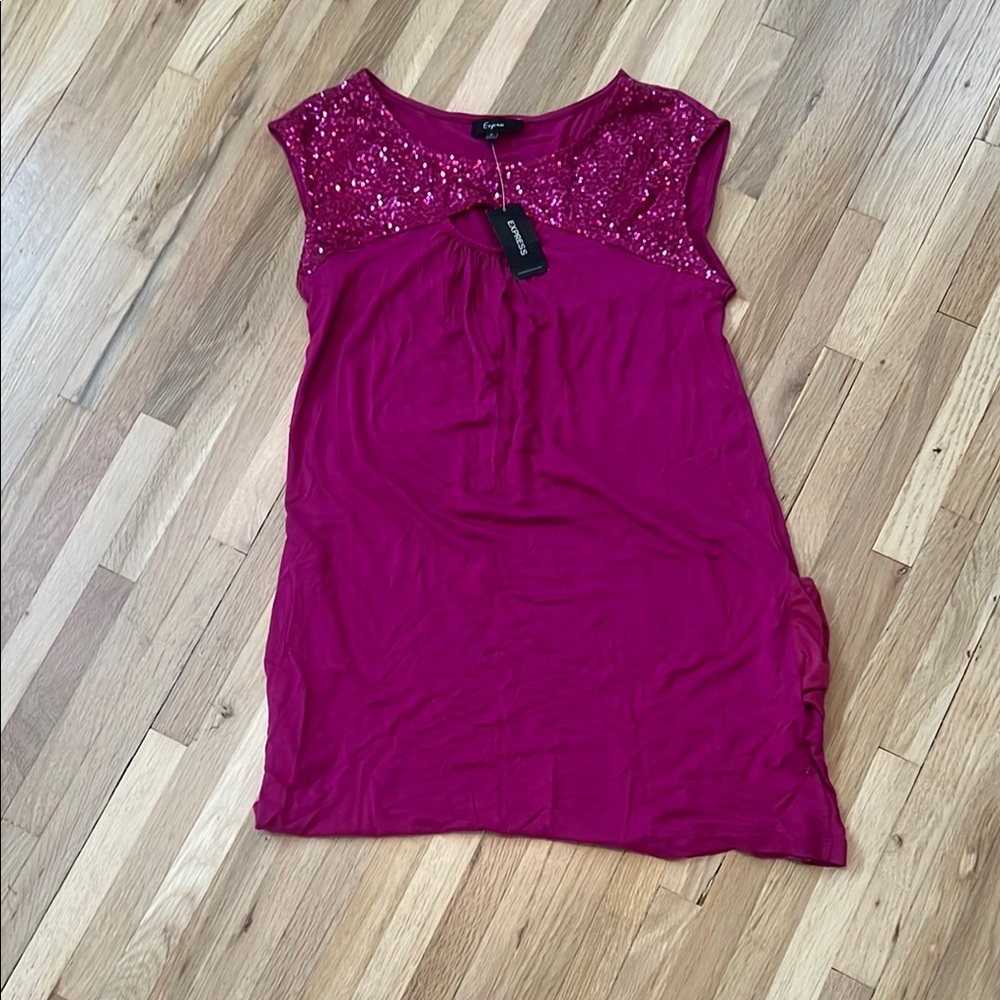 Express Magenta Sequin Mini Dress